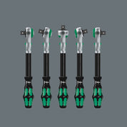The ratchet head pivots freely and can be locked into any defined position by using the slide switch that is positioned on either side. It is even possible to work in very confined and difficult-to-access areas with enhanced hand clearance. The prede