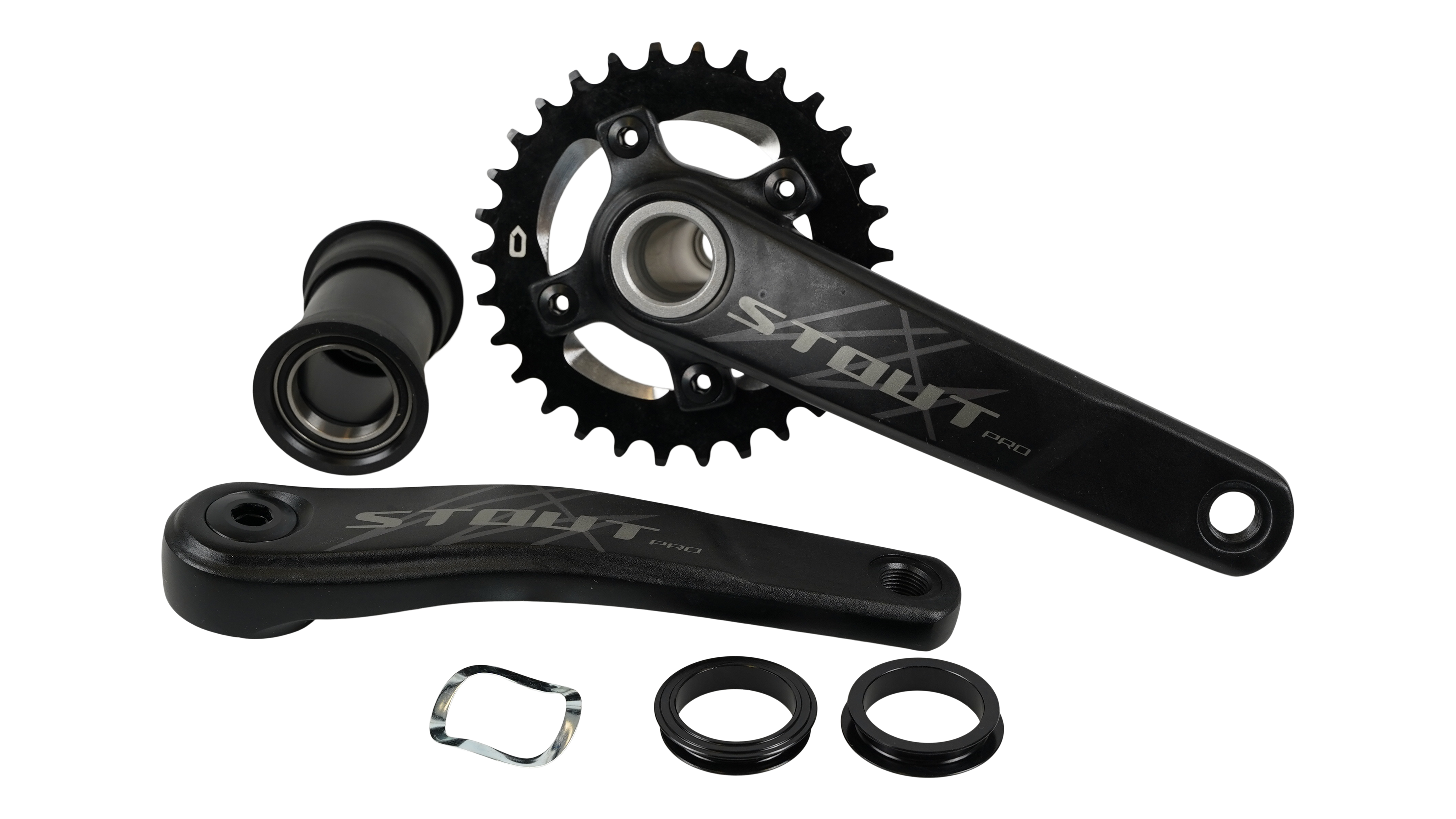 CRK STOUT, 175MM, CRANKSET, ALLOY, PF30 / 30MM ALY SPINDLE, 76BCD, 30T RING, 1X10-SPD, W/ BB