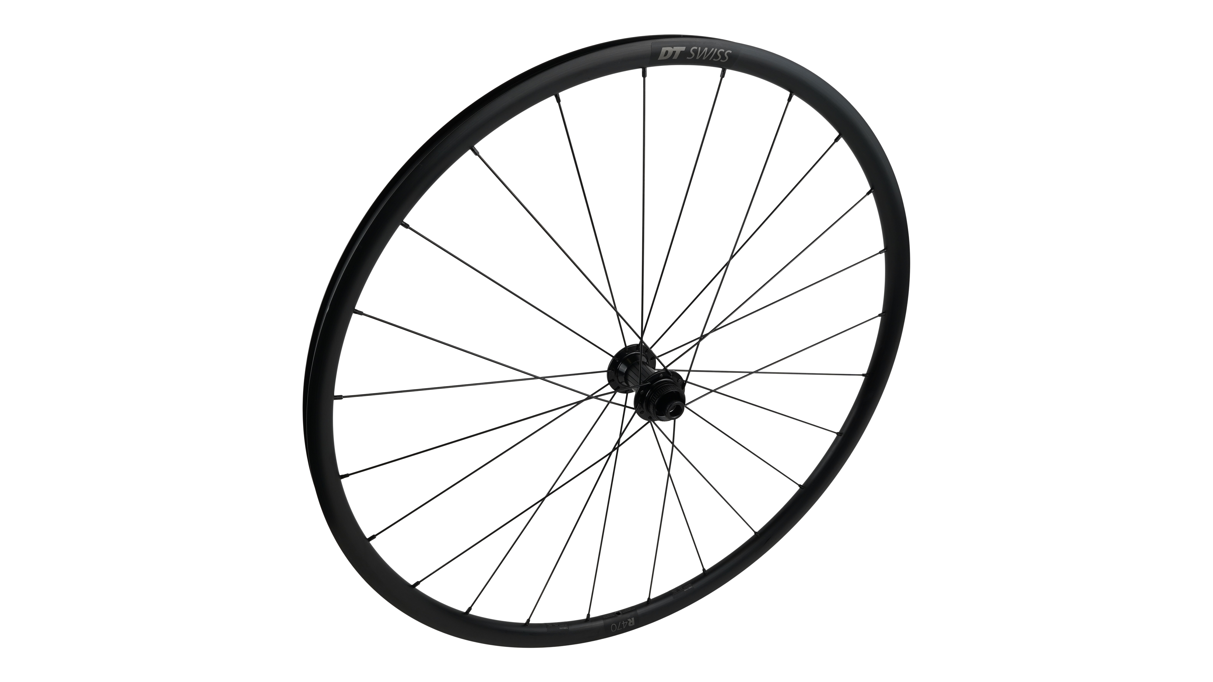 WHL DT-R470, 700C, FRONT, ALLOY, TA, 12X100MM, DISC, CENTERLOCK, 24H - BLACK W/ CHARCOAL DCL