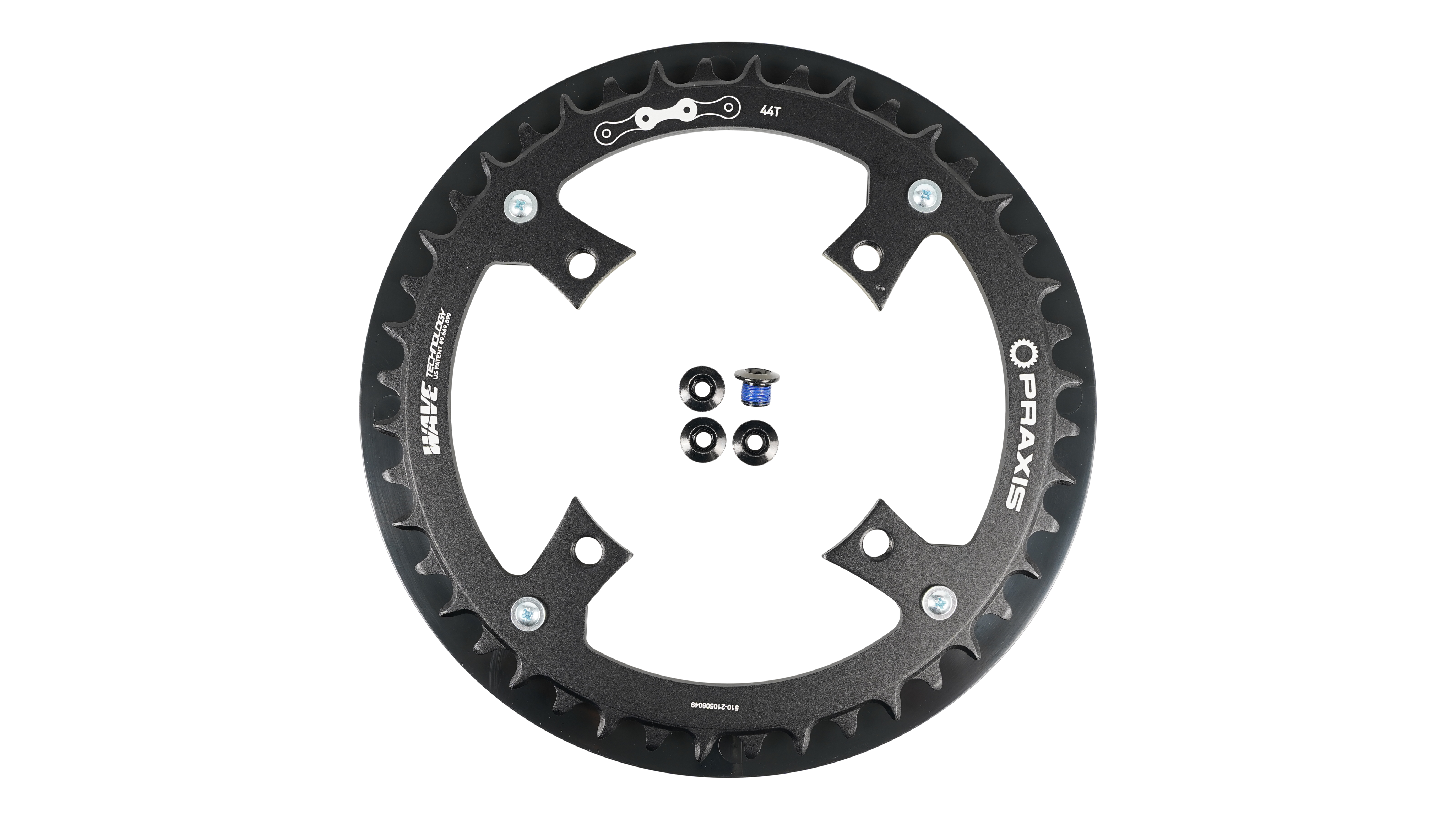 CHR TURBO, 44T, 11/12-SPD, 104BCD, 1X RING, ALLOY, W/ CHAIN GUARD & BOLTS, PRAXIS (Replaced by S241400001)